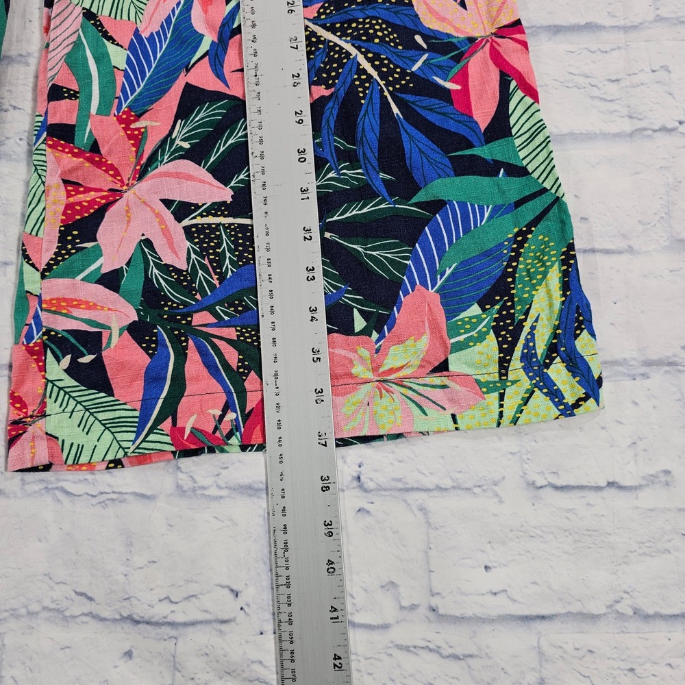 LOFT Wide Leg Pants Women L Multicolor Tropical Floral Elastic Waist Cropped - Picture 2 of 12
